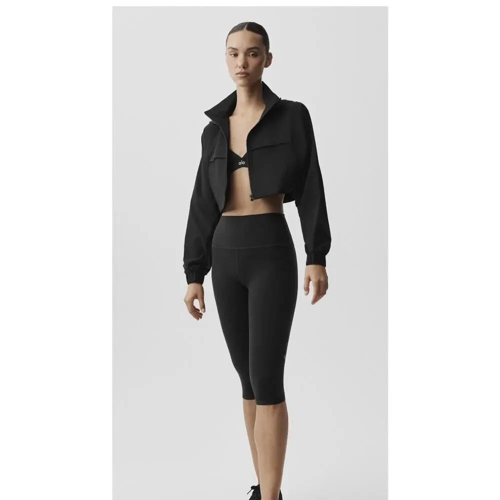 NWT Alo Yoga Airbrush High-Waist Capri Leggings Compression Black XXS 16